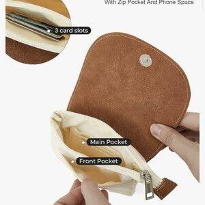 CHOLISS Small Crossbody Bag Mini Leather Nylon Phone Purse – Cream & Light Brown